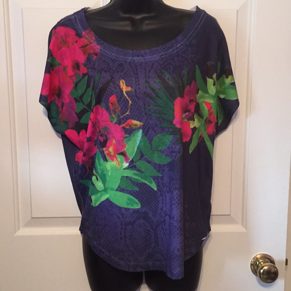 Express violet (bluish/purple) floral top new size small